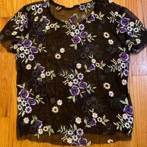 Sheer floral print shirt